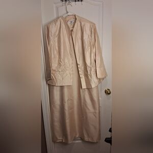 Cream Sheath Wedding Guest Dress 3/4 Sleeve/ 24W